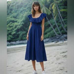Hill House Navy Midi Dress linen medium